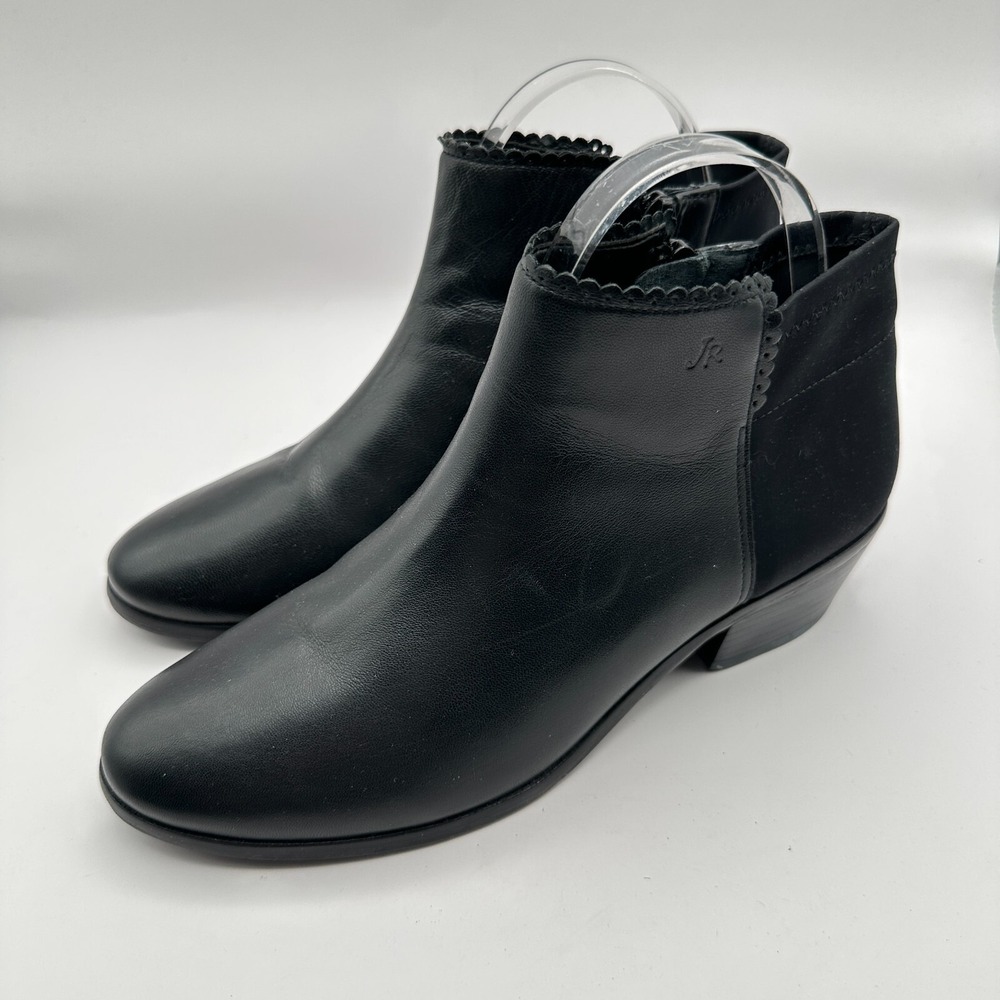 Jack‎ Rogers Bailee Ankle Boots Womens Size 7.5M Leather Block Heel Scalloped